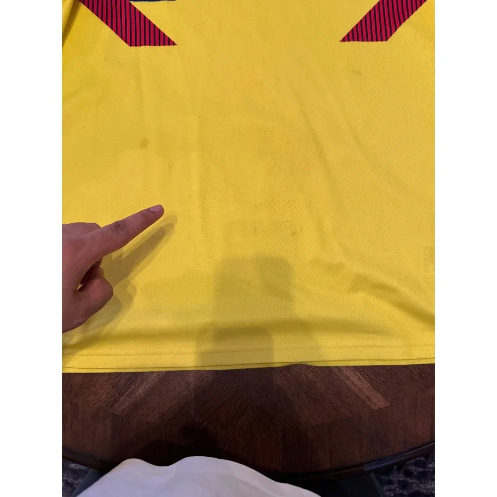 Adidas Colombia Soccer Jersey‎ Yellow Short Sleeve Climalite Football Shirt |P1